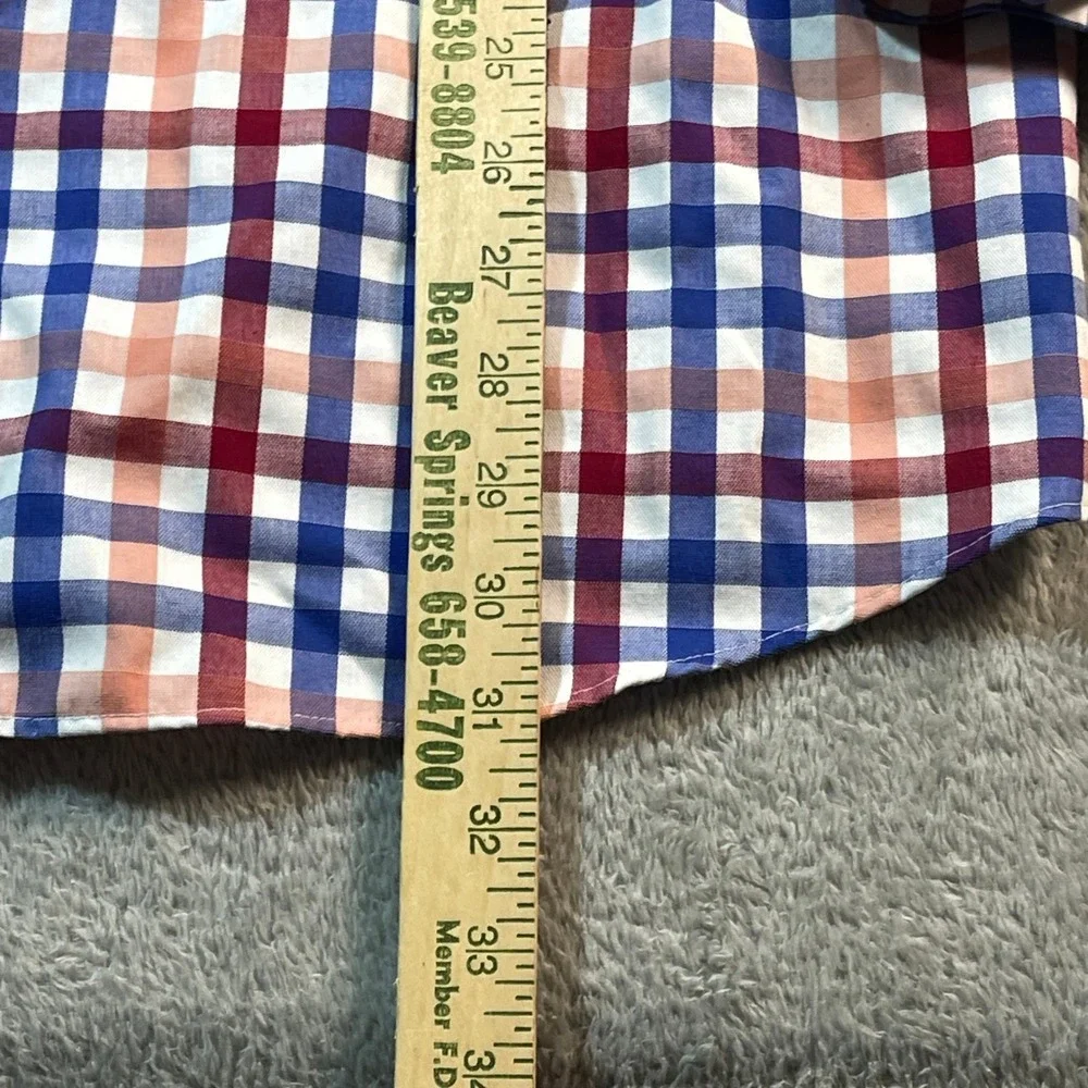 Banana Republic Classic‎ Fit Button Down Shirt Plaid Non Iron XL Men's Red Blue